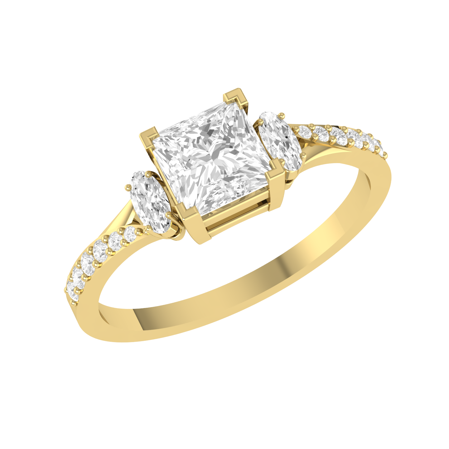Yellow Gold Lab Grown Diamond - Artisanal Trio