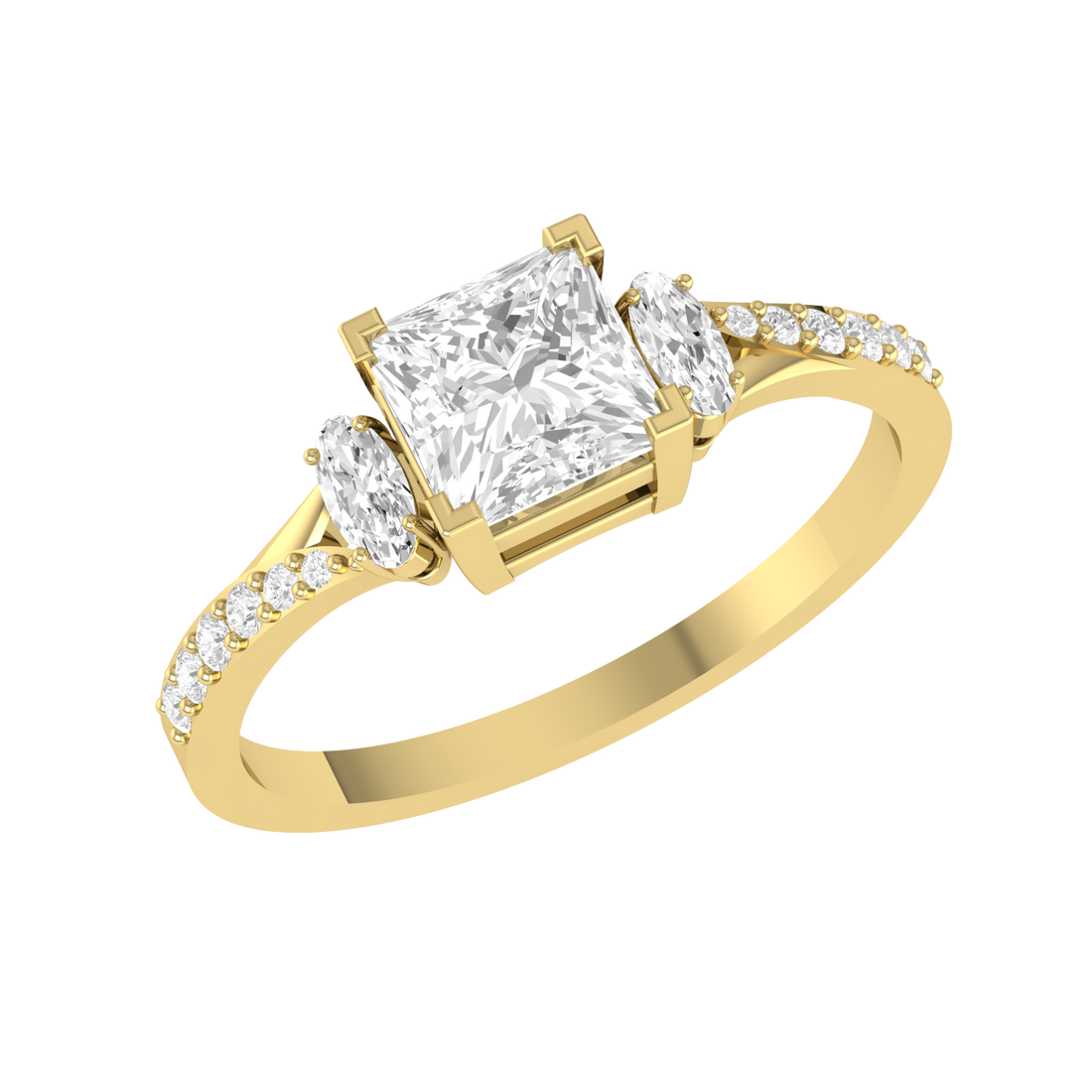 Yellow Gold Lab Grown Diamond - Artisanal Trio